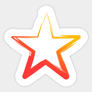 A Simple Stars, Abstract Brush, Red and Orange Sticker